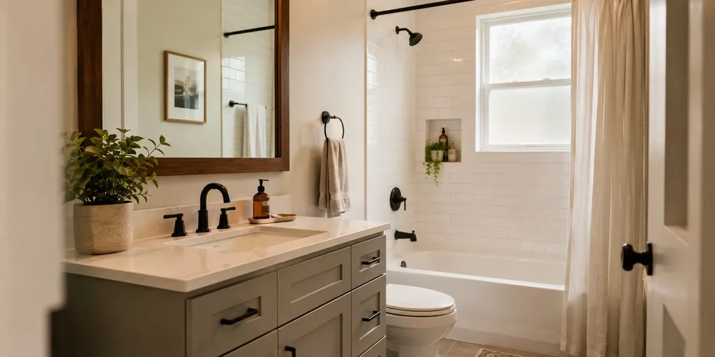 Modern remodeled bathroom with a walk-in shower