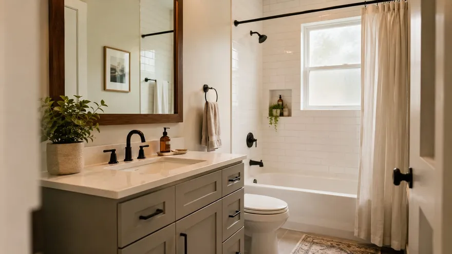 Modern remodeled bathroom with a walk-in shower